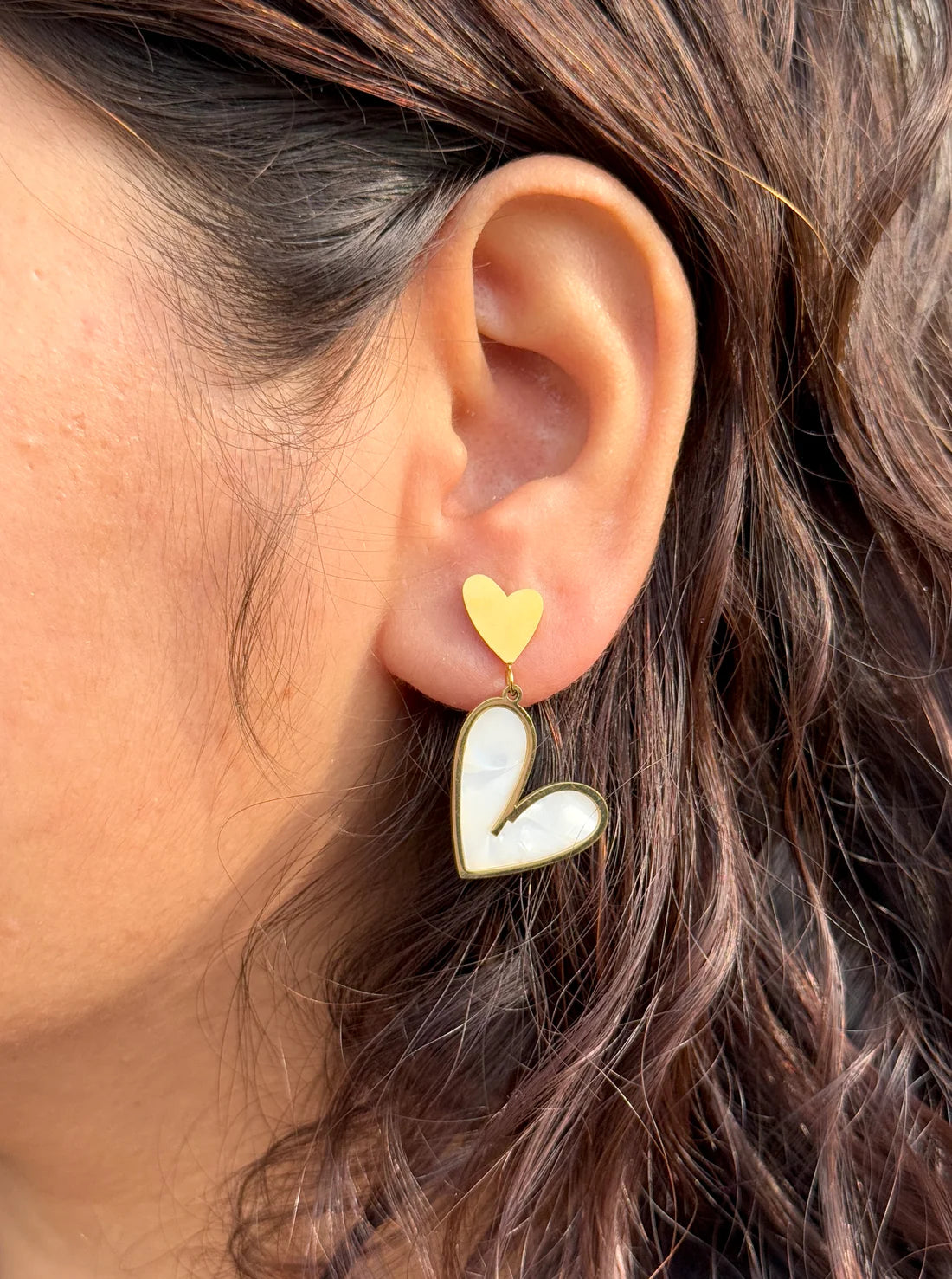 White Heart Drop Earrings