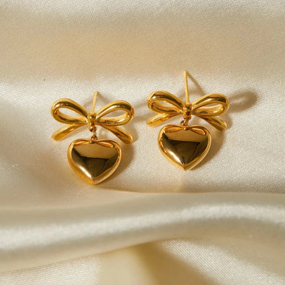 Tied in Love-Heart Bow Earrings