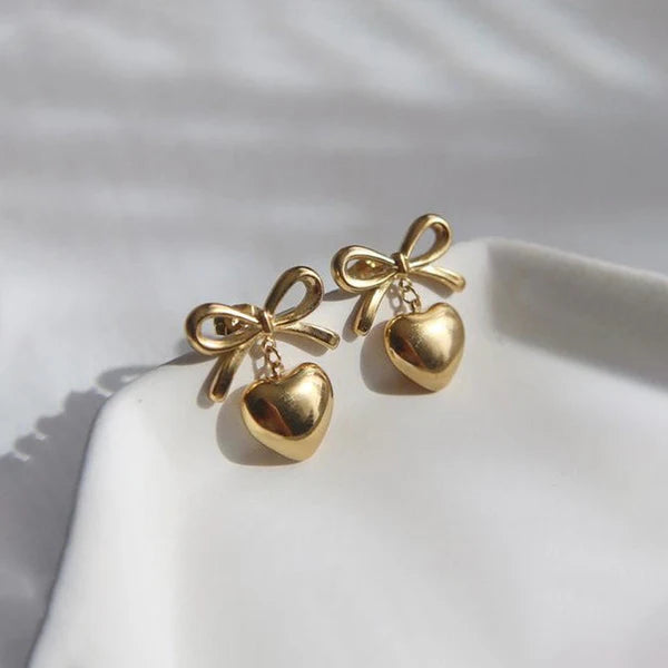 Tied in Love-Heart Bow Earrings