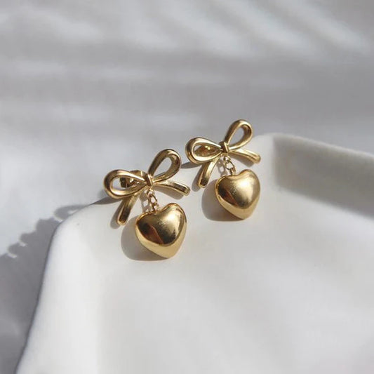 Tied in Love-Heart Bow Earrings