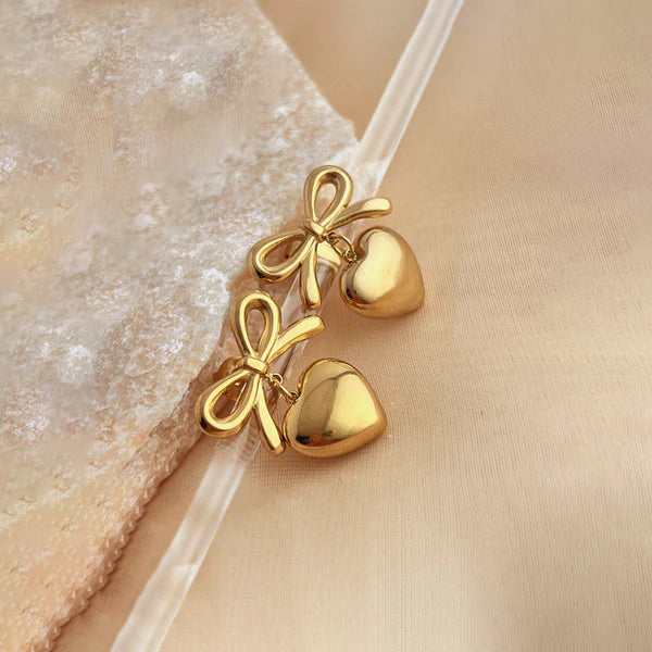 Tied in Love-Heart Bow Earrings