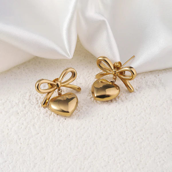 Tied in Love-Heart Bow Earrings