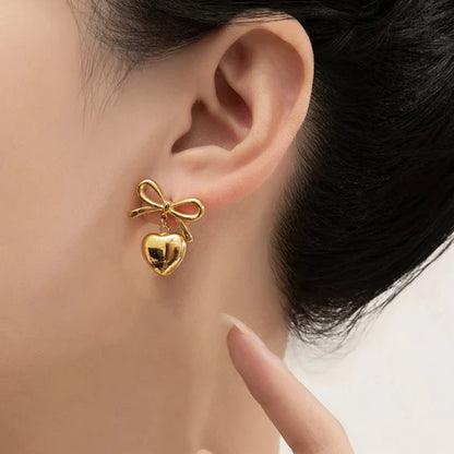 Tied in Love-Heart Bow Earrings