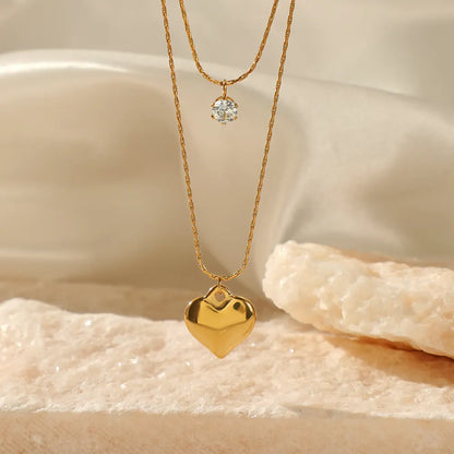 Celeste Gold Heart Solitaire Pendant
