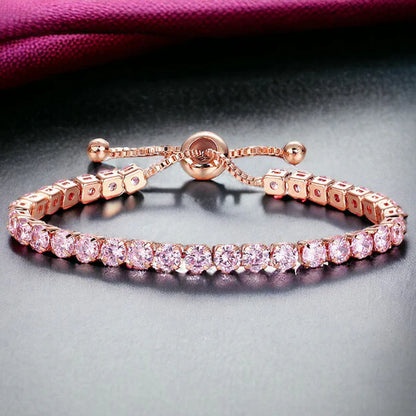 Rose blush adjustable crystal bracelet
