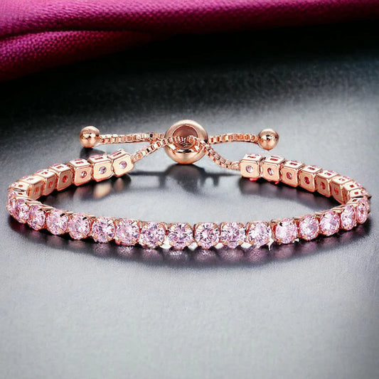 Rose blush adjustable crystal bracelet
