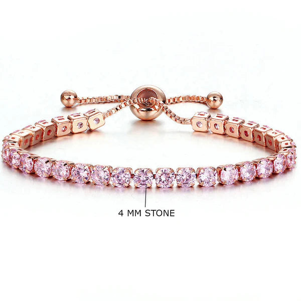 Rose blush adjustable crystal bracelet