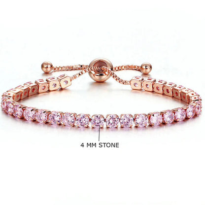 Rose blush adjustable crystal bracelet