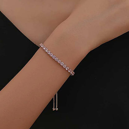 Rose blush adjustable crystal bracelet